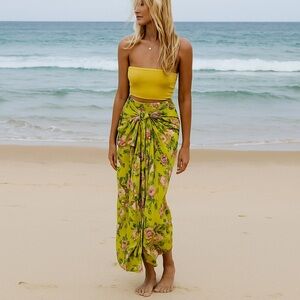 J. Crew Draped sarong skirt in lemon Small